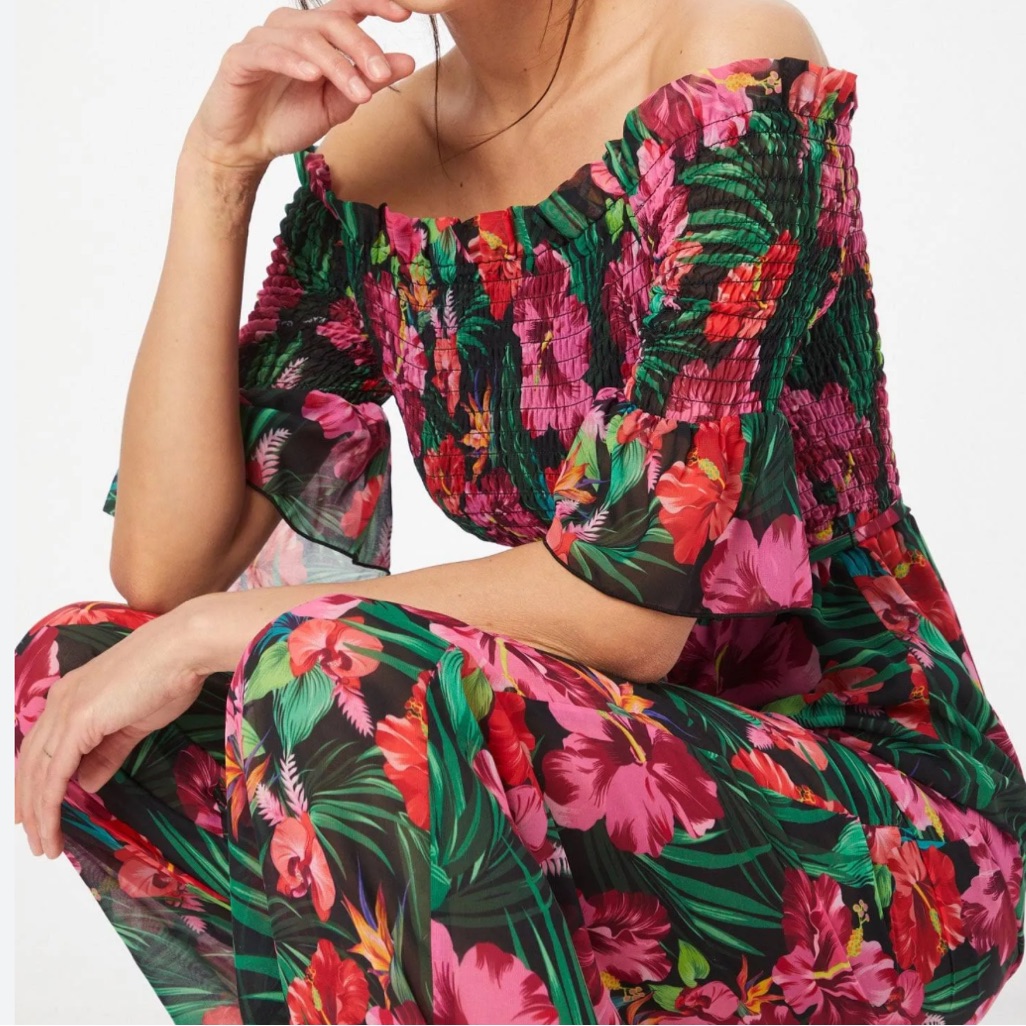 Nwtpatrizia Pepe Multi-Color Off Shoulder Floral Jumpsuit. Size 6